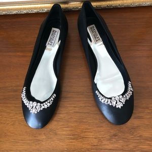 Badgley Mischka Black Jeweled Ballet Flat